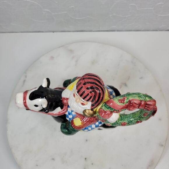 VINTAGE Lotus Cowboy Santa Creamer 7" Hand Painted Holiday Christmas Gift - Picture 6 of 16